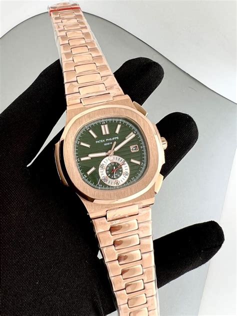 patek philippe nautilus green dial rose gold